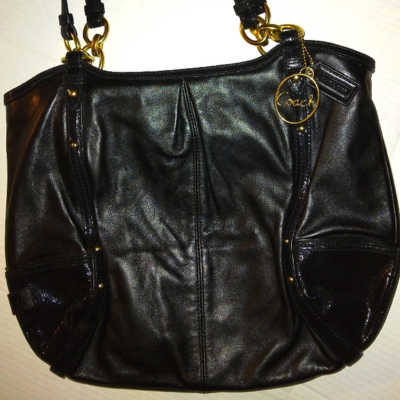 Brand New☆COACH Alexandria☆Large Python Embossed Leather Chain Tote/Shoulder Bag - Picture 14 of 15